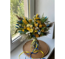 Букет із сухоцвітів (жовто-блакитний)
